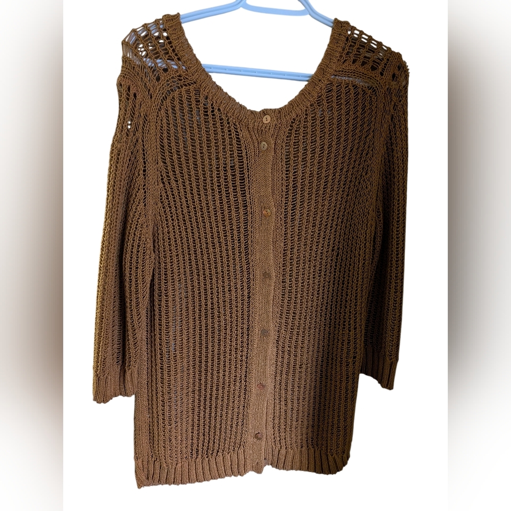 2/22$ Women's Open-Knit Sweater - Tan - Picture 3 of 5